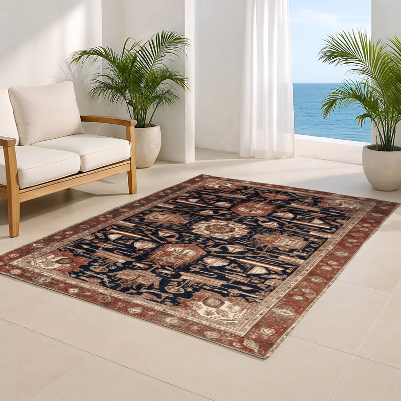 Tapis d'intérieur et d'extérieur brun Persian, Rectangle 9 pi x 12 pi