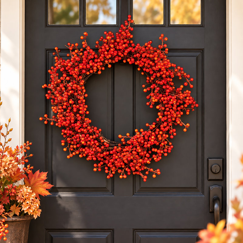 18" Artificial Fall Weatherproof Berry Wreath