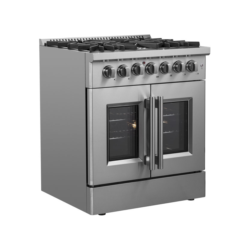 Porte de cuisine à double foyer en acier inoxydable 30 po Galiano avec 5 brûleurs scellés, 4,32 pi³