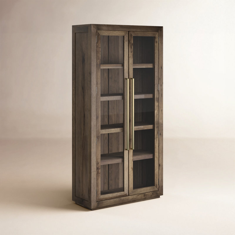 Alaya Solid Oak Wood Corner Display Stand, Brown