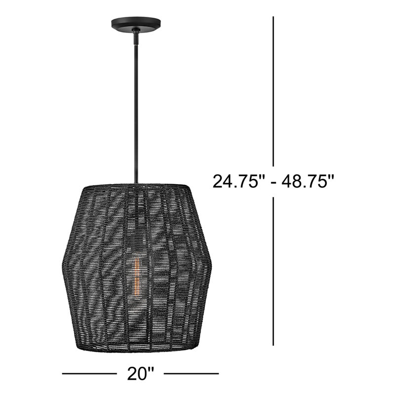 Grand luminaire suspendu Ariza, Noir, Noir