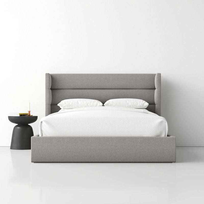 Doria Upholstered Platform Bed, Queen, Light Gray