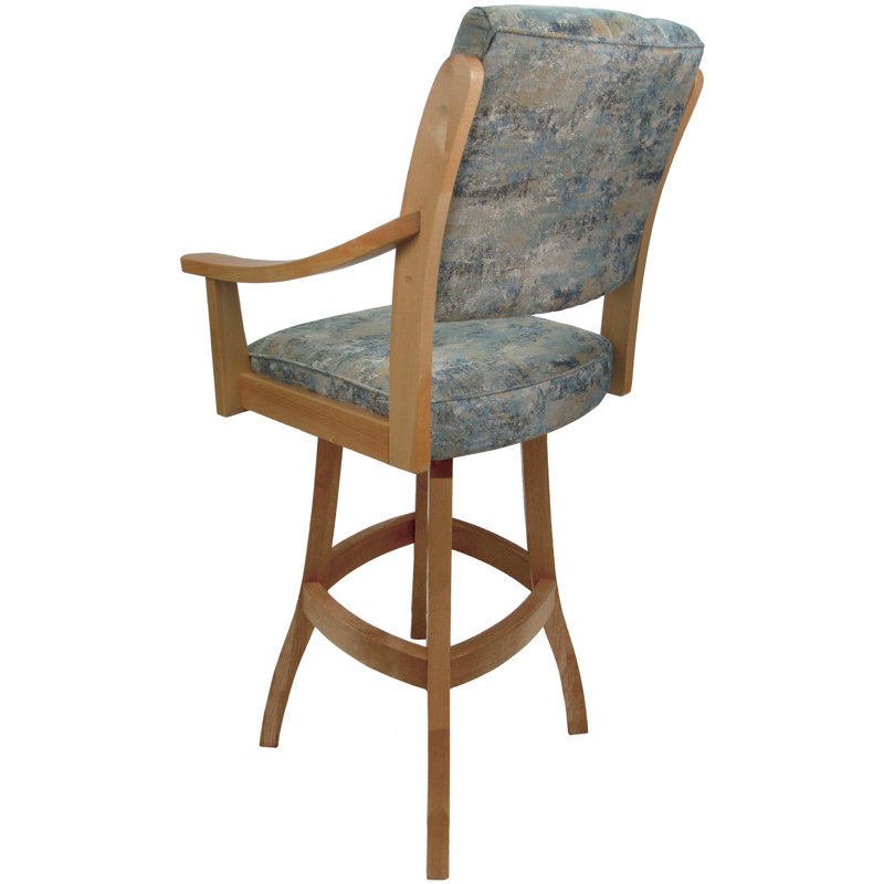 Tabouret pivotant Raashida, Polyester bleu / cadre naturel