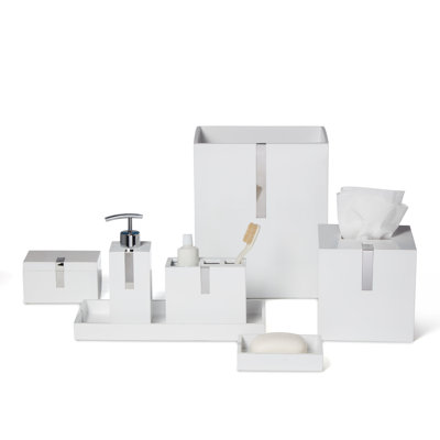 Houston Street White/ss 7 pc bathroom accessory set