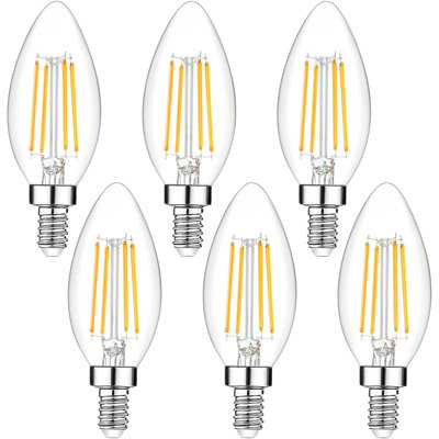 6Pack Dimmable E12 LED Candelabra Bulbs 40Watt Equivalent 5000K Daylight White 450Lumens 4W B11 Vintage Chandelier