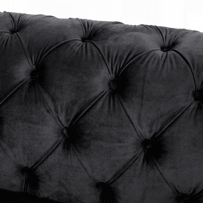 Canapé Chesterfield à accoudoirs roulés 83,75 po, Noir