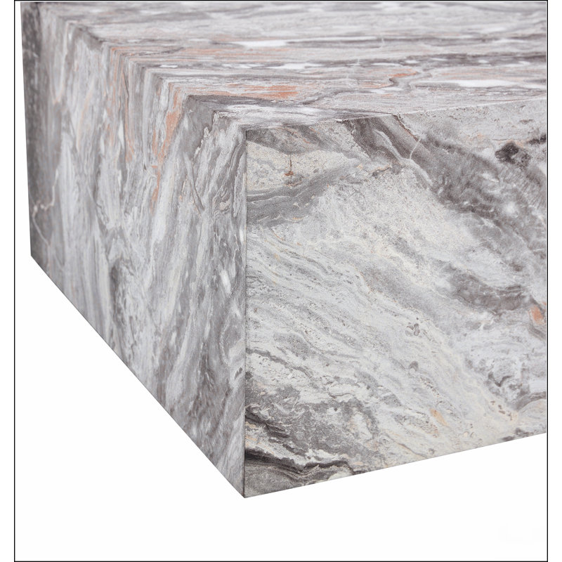 Table basse moderne en panneau de fibres à densité moyenne avec motif gris - 39,3 x 23,6 x 11,8 pouces
