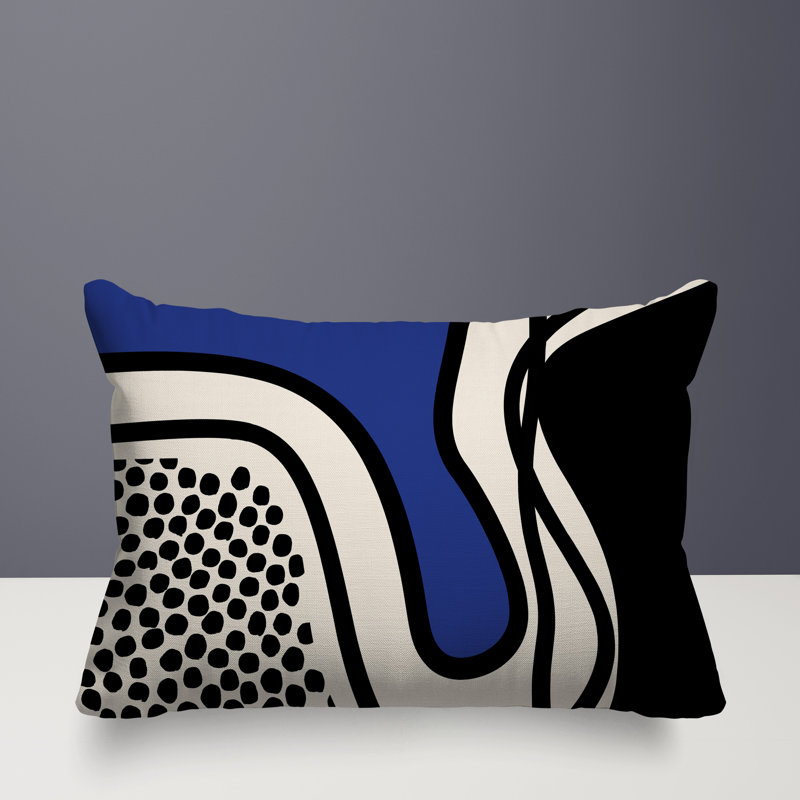 Coussin lombaire réversible intérieur / extérieur Jai Abstract, H 18 po x l 25 po, Marine