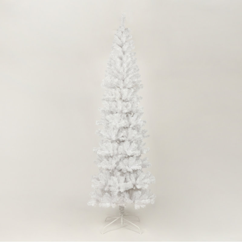 Arbre de Noël artificiel blanc 7,5 pi avec base en métal pliable