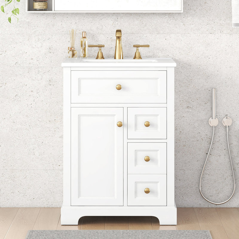 Meuble-lavabo simple 24 po avec lavabo, meuble-lavabo, Blanc