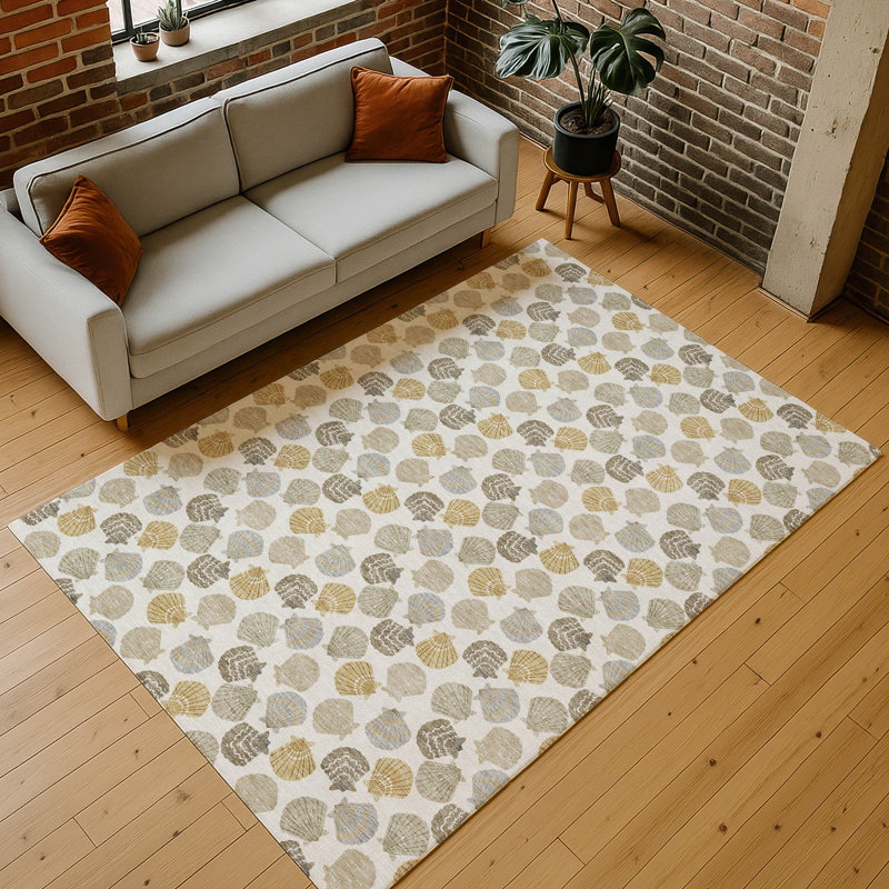 Tapis côtier intérieur / extérieur lavable à la machine ACN2986, Ivoire ivoire, 8 pi x 10 pi