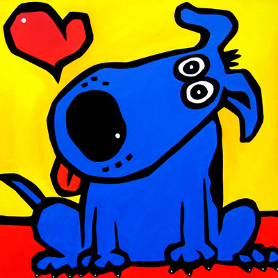 « chiot love », reproduction d’art sur toile tendue