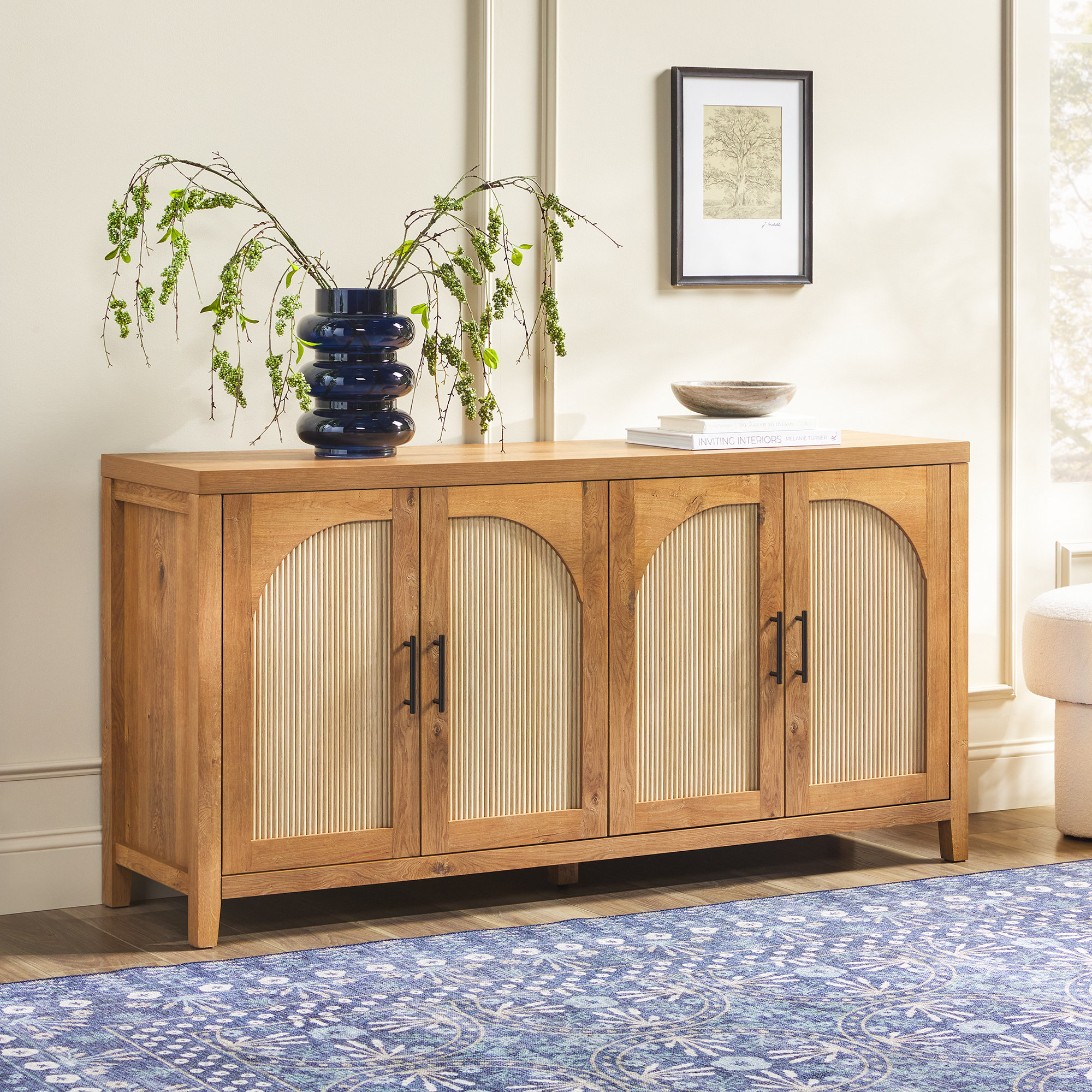 Millwood Pines Eilisha Modern Reeded Sideboard with Arched Doors ...