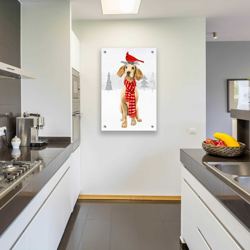 «Christmas Cats & Dogs V» par Victoria Borges, art mural en verre acrylique, H 36 po x l 24 po x P 0,2 po