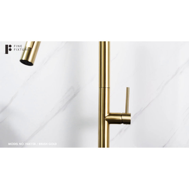 Chrome and Satin Brass Pull Down Single Handle Kitchen Faucet