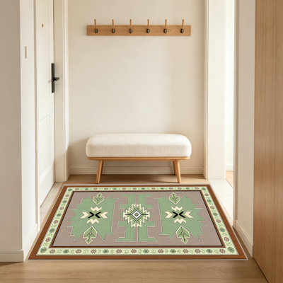 Tapis Boho Navajo vert sauge taupe neutre - facile à nettoyer, lavable à la machine, doux et confortable; convient aux tapis de porte, aux cuisines, aux salons, aux chambres à coucher, aux couloirs et aux buanderies. Tapis facile à nettoyer et durable pour la décoration intérieure.