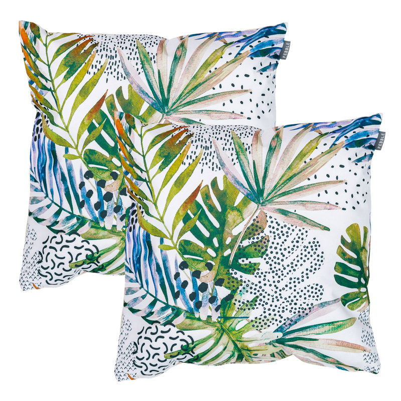 icon Indoor and Outdoor Waterproof Filled Cushion Set of 2 Natural Palm