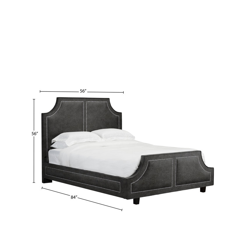 Lit plateforme en tissu d’ameublement Stoller, Double, Similicuir - pierre