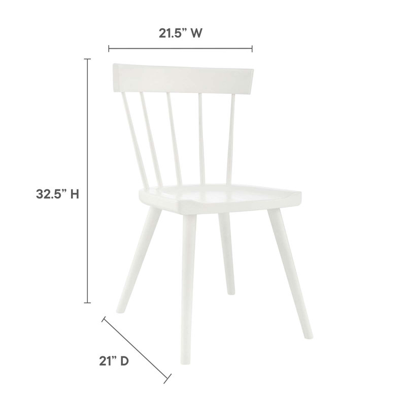 Modway Sutter Wood Dining Side Chair, White, 2