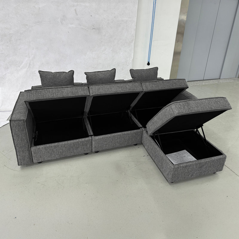 Canapés modulaires pour canapé de salon - canapé en L à 3 places avec repose-pieds avec rangement, canapé modulaire convertible moderne avec méridienne pour appartement - DarkGray