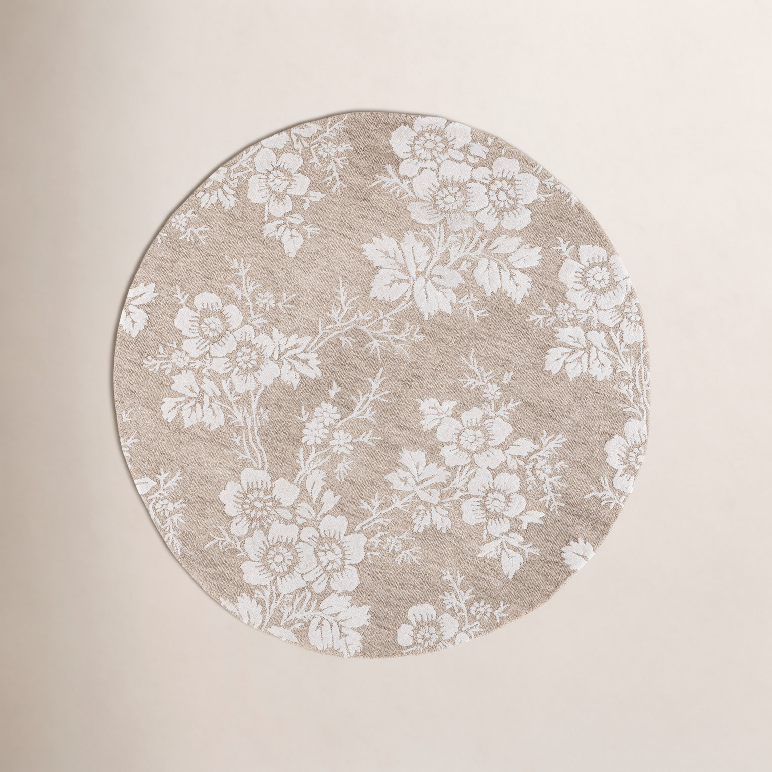 Hand-Tufted Wool Floral Rug, Round 6'