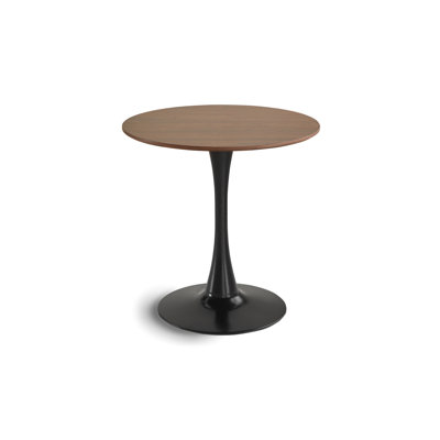 Table de salle à manger 31,5 "pour 2 à 4 personnes, style Mid-Century en noyer, coins de salon à base blanche en noyer, design tulipe, piédestal