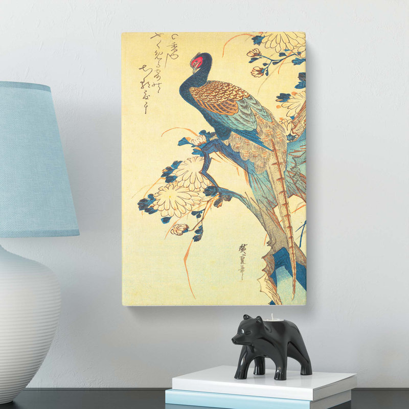 Pheasant and Chrysanthemums by Utagawa Hiroshige - Wrapped Canvas Art - Wrapped Canvas, 76cm H x 50cm W x 3cm D