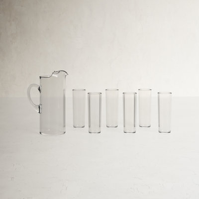 Modern Bar Libbey Boozy Brunch Entertaining Set with 6 Highball Glasses and Pitcher