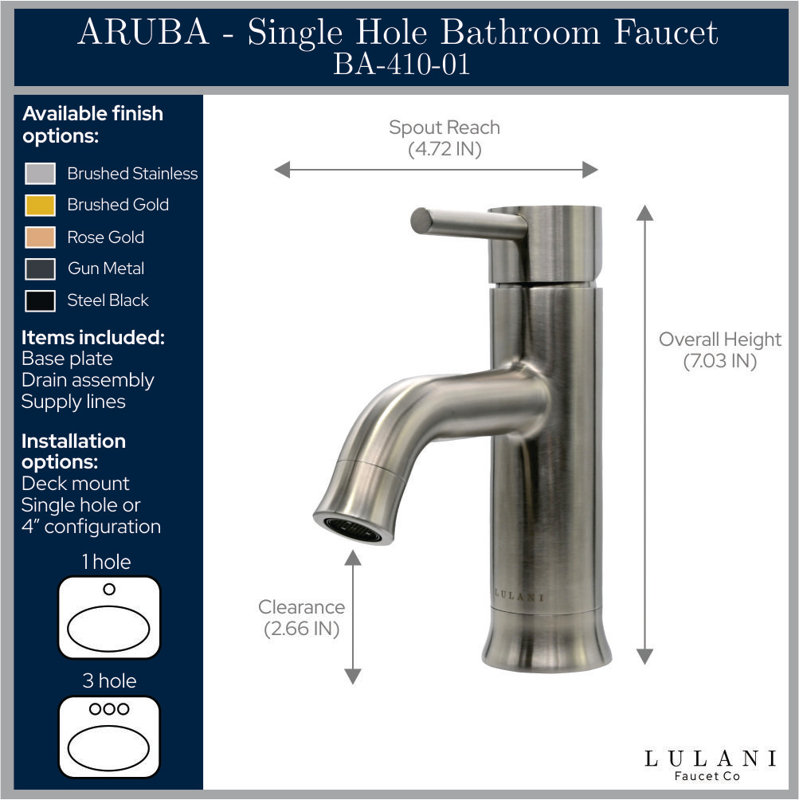 Aruba Flamingo-Inspired Single Handle Champagne Gold Bathroom Faucet