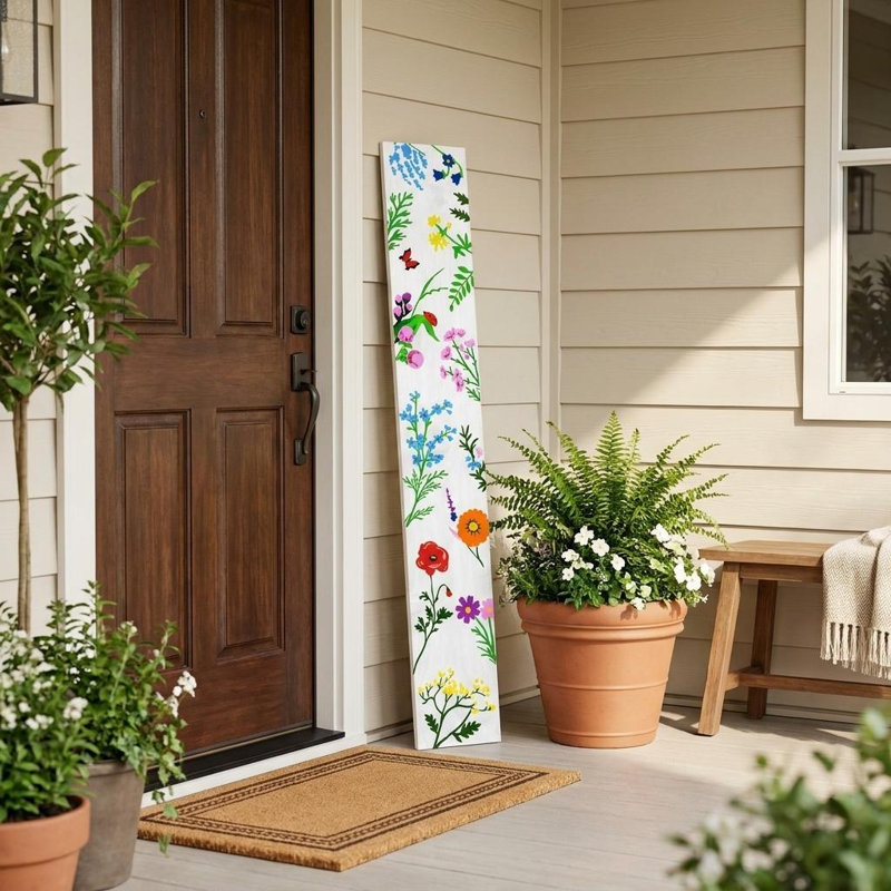 Panneau de véranda floral en bois massif 47 po