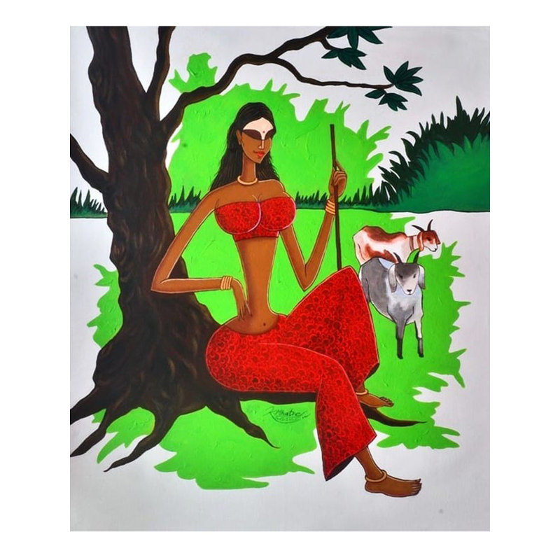 Vie tribale - Berger | Acrylique sur toile | Par Kirtiraj Mhatre
