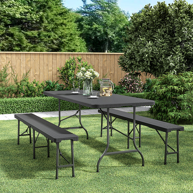 Baheer 4 - Person Patio Dining Set with Rectangular Table, Black