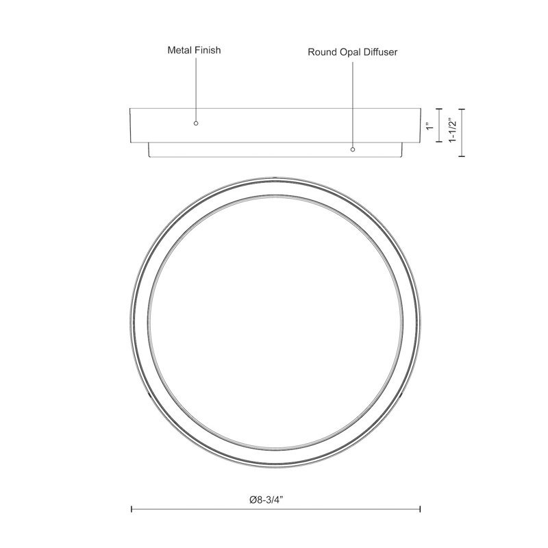 Plafonnier encastré d'extérieur à DEL Bailey, gris, H 1,5 po x l 8,75 po x P 8,75 po