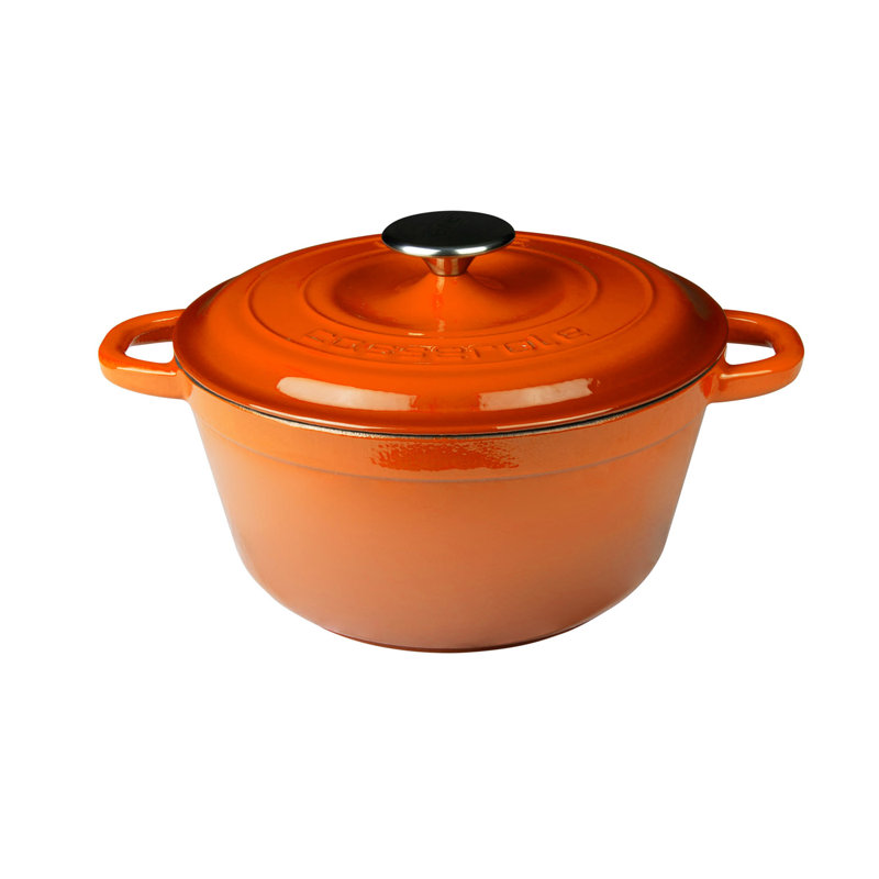 Casserole en fonte émaillée lave 5 pte Série ronde Heritage avec couvercle tendance, Orange