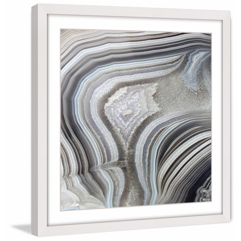 Valley of Waves White Framed Abstract Canvas Print, 18" x 18"