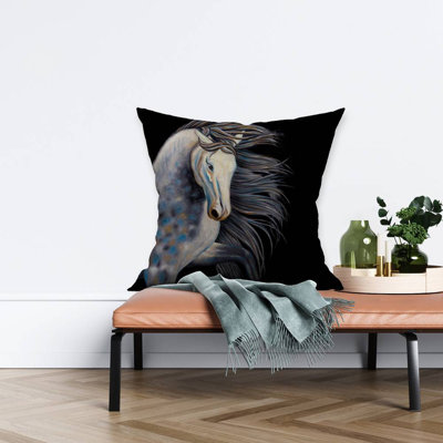 Abstract horse - 26"x26" Throw pillow cover - Poly twill - Print on demand