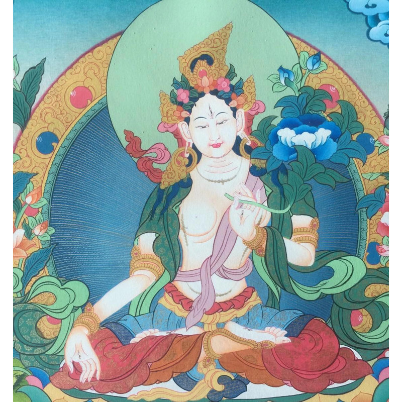 Déesse blanche Tara Thangka (Brocadeless Thangka)