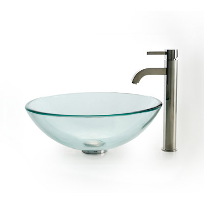 Bathroom Combos Glass Circular Vessel Bathroom Sink with Faucet