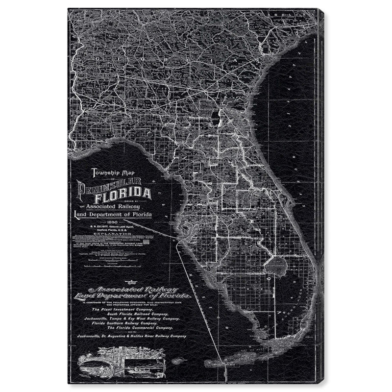 «Florida Map 1890», impression sur toile, H 24 po x l 16 po x P 1,5 po