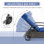 Chaise longue d'extérieur en osier avec dossier réglable à 5 niveaux en rotin de PE avec roulettes, coussin et appui-tête, brun et bleu foncé