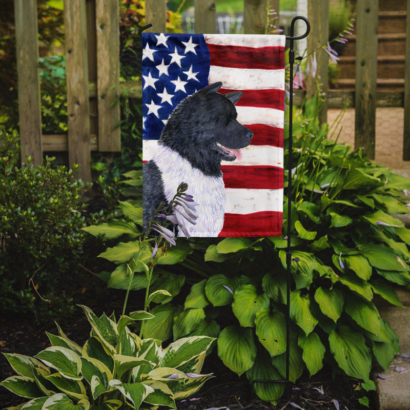 2 côtés en polyester de 2 côtés american drapeau de jardin, Akita noir / blanc