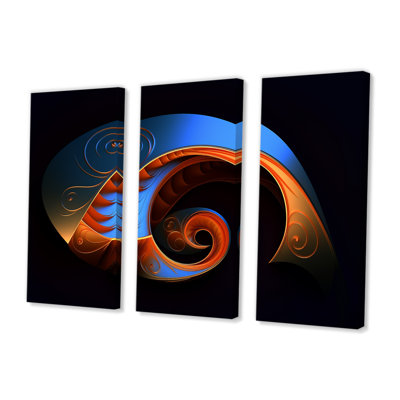Delicate Spiral Subtle Blue Orange - Geometric Wall Art Set