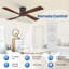 Ventilateur de plafond encastré standard à moteur à courant continu de 54 po à 4 pales en bois massif avec télécommande-446523169-446523168-446523172