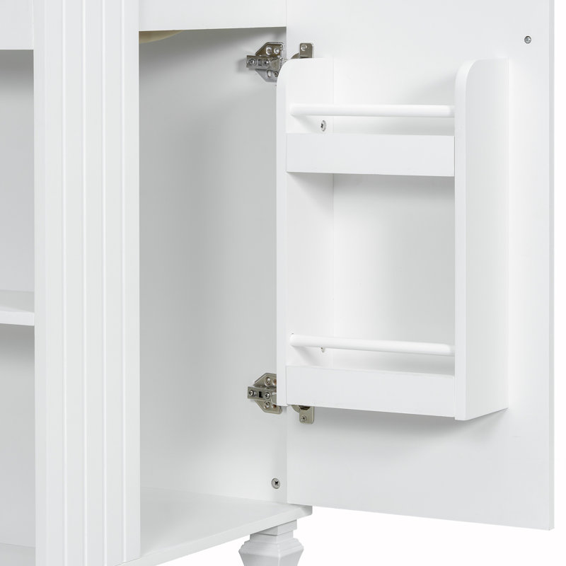 Armoire de salle de bain avec tablette de porte, Blanc