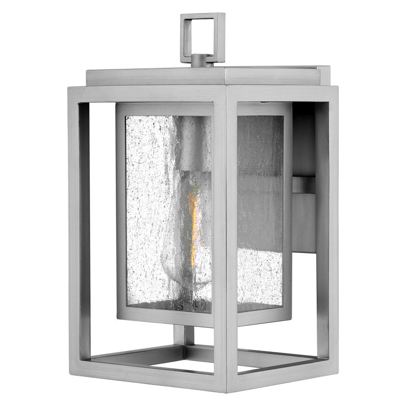 Medium Wall Mount Lantern, 12" H x 7" W x 6.75" D, Satin Nickel