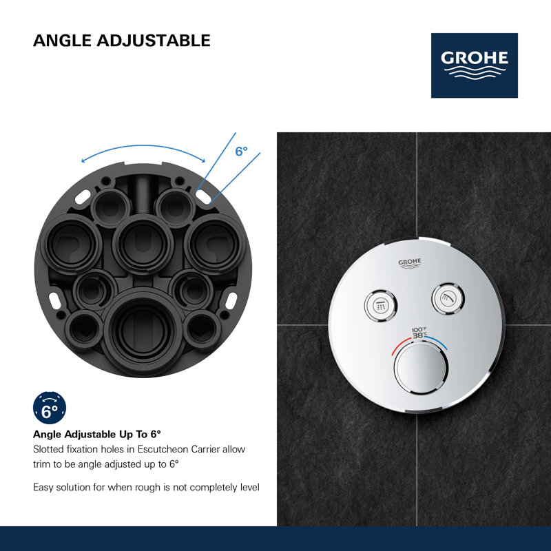 GROHE Grohtherm SmartControl Dual-Function Shower Thermostatic Valve Trim, StarLight Chrome