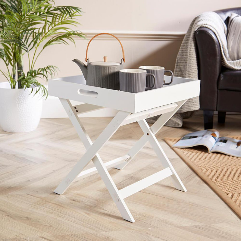 Ayushi Tray Top End Table, White
