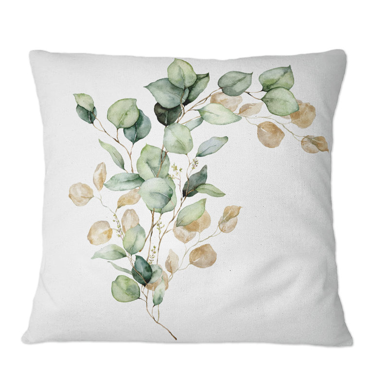 Coussin Green Green Bouquet of Eucalyptics II - Imprimé traditionnel, 18 po x 18 po