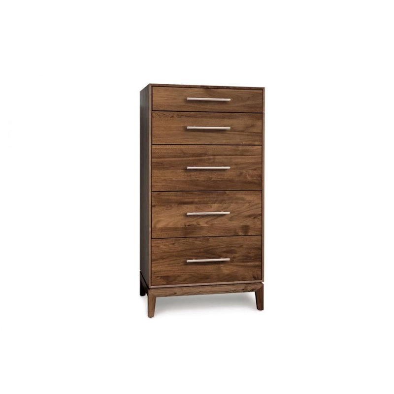 Mansfield 5 - Drawer Solid Wood Dresser, Natural Walnut, 51.38" H x 26.88" W x 18" D