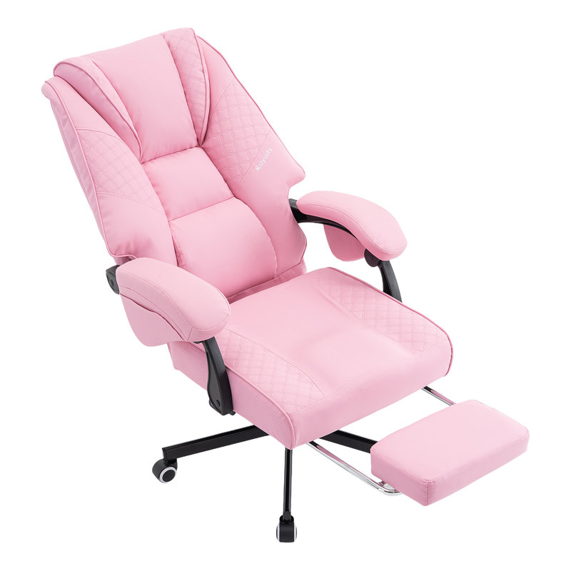 Fauteuil de jeu ergonomique avec accoudoirs réglables et repose-pieds rétractable, Pink